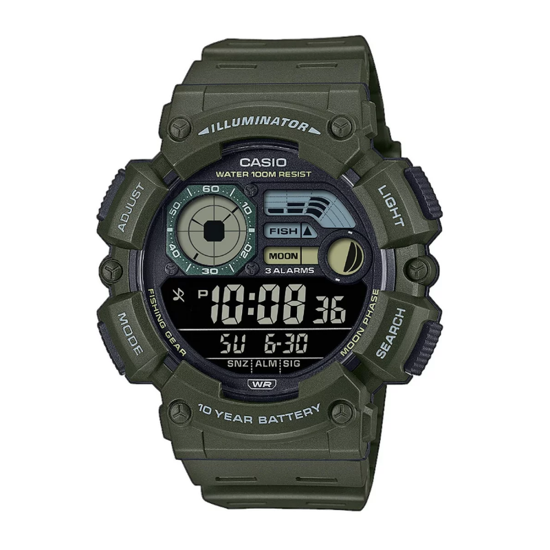Casio Montre Homme Chrono Résine Verte WS-1500H-3BVEF Casio Montre Homme Chrono Résine Verte WS-1500H-3BVEF