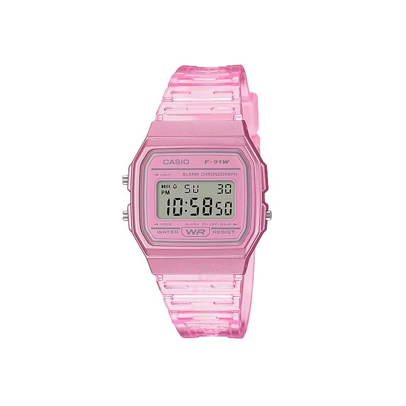 Casio Montre Mixte Chrono Résine Rose F-91WS-4EF Casio Montre Mixte Chrono Résine Rose F-91WS-4EF