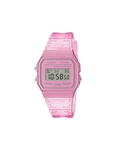 Casio Montre Mixte Chrono Résine Rose F-91WS-4EF