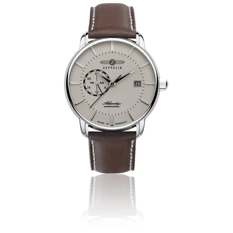 Zeppelin Atlantic Montre Homme Acier Automatic Cuir Marron 8470-5
