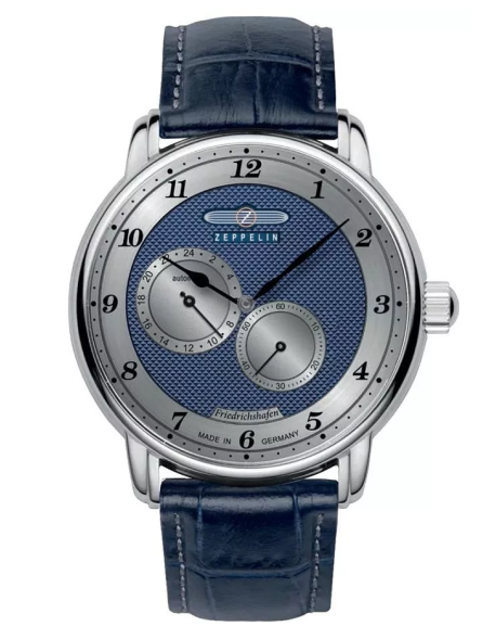 Zeppelin Friedrichshafen Montre Homme Acier Automatic Cuir Bleu 8568-3