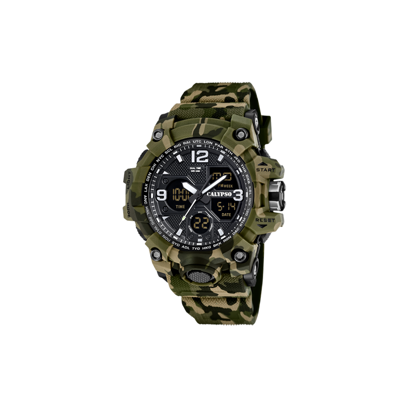 Calypso X-Trem Montre Homme Double Affichage Bracelet Camouflage Kaki K5855/3 Calypso X-Trem Montre Homme Double Affichage Bracelet Camouflage Kaki K5855/3