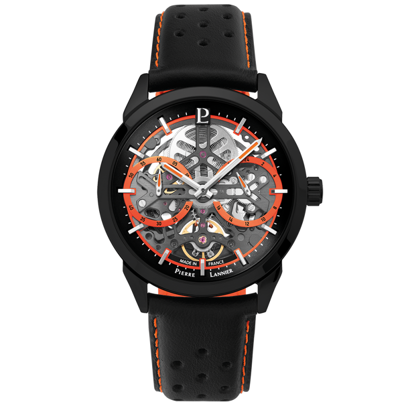 Pierre Lannier Monarck Homme Automatique Acier Cuir Noir 347A433 Pierre Lannier Monarck Homme Automatique Acier Cuir Noir 347A433