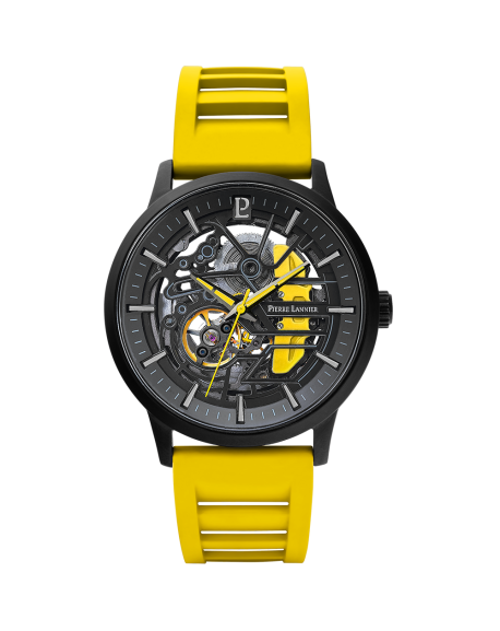 Pierre Lannier Paddock Homme Automatique Acier Silicone Jaune 341A449