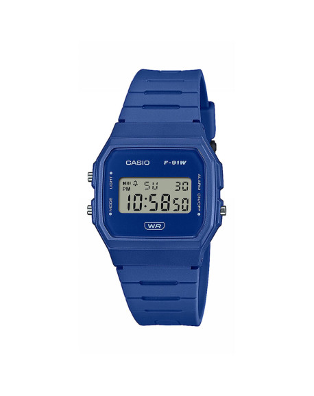 Casio Montre Mixte Chrono Résine Bleue F-91WB-2A1EF