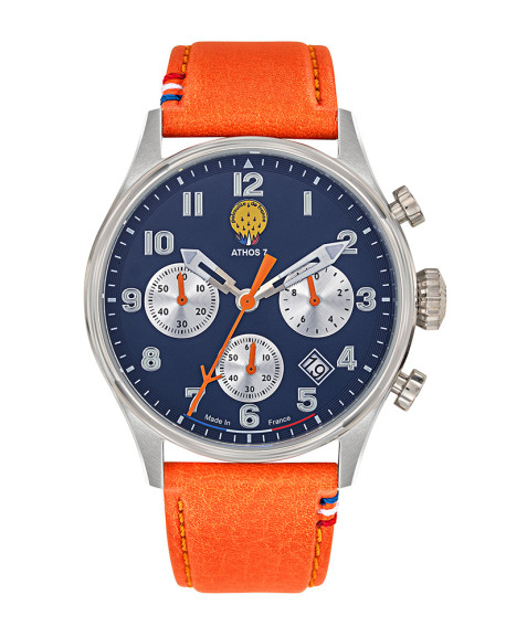 Patrouille de France Athos7 Montre Chrono Homme Cuir Orange 668137