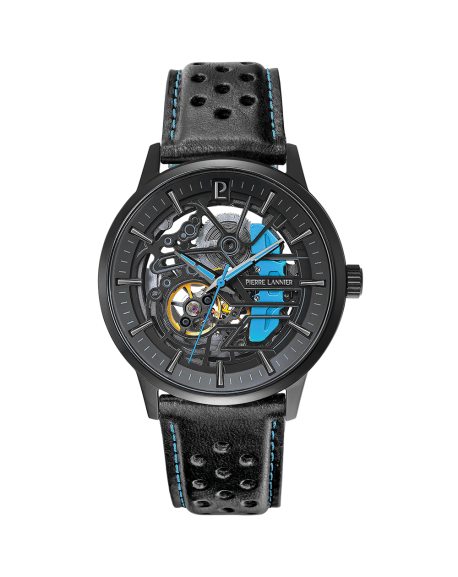 Pierre Lannier Paddock Homme Automatique Acier Noir Cuir Noir 345A466