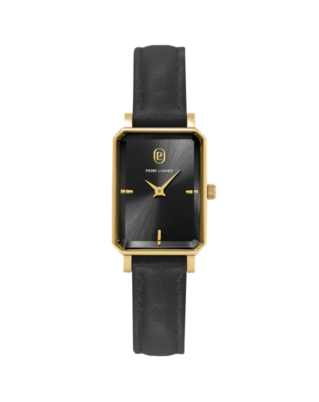 Pierre Lannier Ariane Montre Femme Acier Doré Cuir Noir 006L533