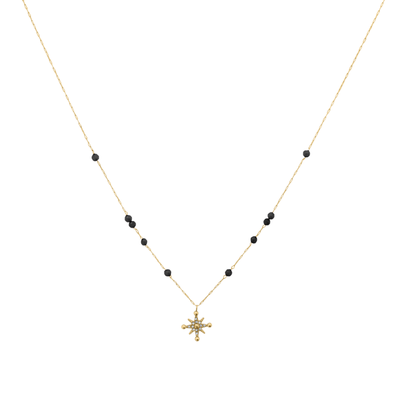 Pierre Lannier Collier Acier Doré Perles Noires BJ22A0231 Pierre Lannier Collier Acier Doré Perles Noires BJ22A0231