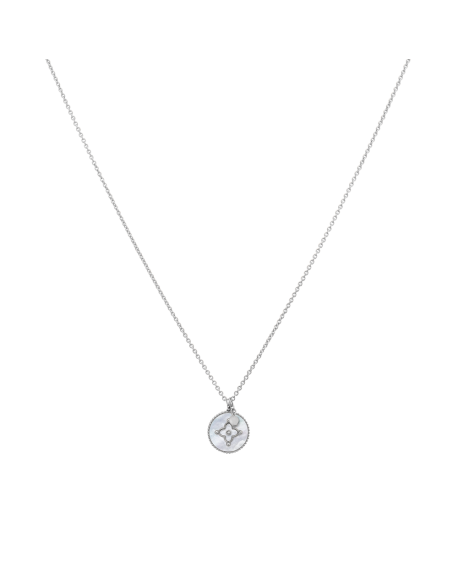 Pierre Lannier Collier Acier Nacre Blanche BJ24A0111