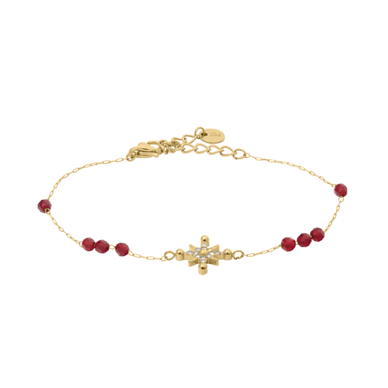 Pierre Lannier Bracelet Acier Doré Perles Rouges BJ25A1251 Pierre Lannier Bracelet Acier Doré Perles Rouges BJ25A1251
