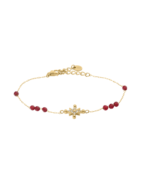 Pierre Lannier Bracelet Acier Doré Perles Rouges BJ25A1251