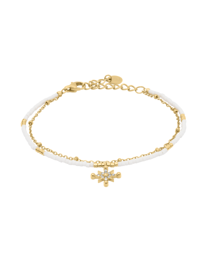 Pierre Lannier Bracelet Acier Doré Perles Blanches BJ25A8211