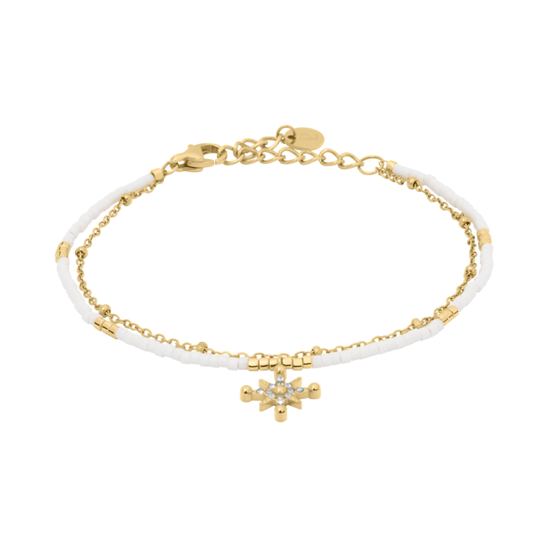 Pierre Lannier Bracelet Acier Doré Perles Blanches BJ25A8211 Pierre Lannier Bracelet Acier Doré Perles Blanches BJ25A8211
