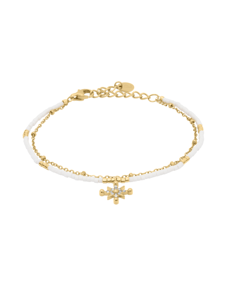 Pierre Lannier Bracelet Acier Doré Perles Blanches BJ25A8211