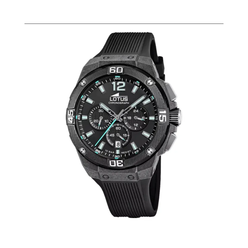 Lotus Montre Homme Chronographe Fibre De Carbone Silicone Noir 18975/3 Lotus Montre Homme Chronographe Fibre De Carbone Silicone Noir 18975/3