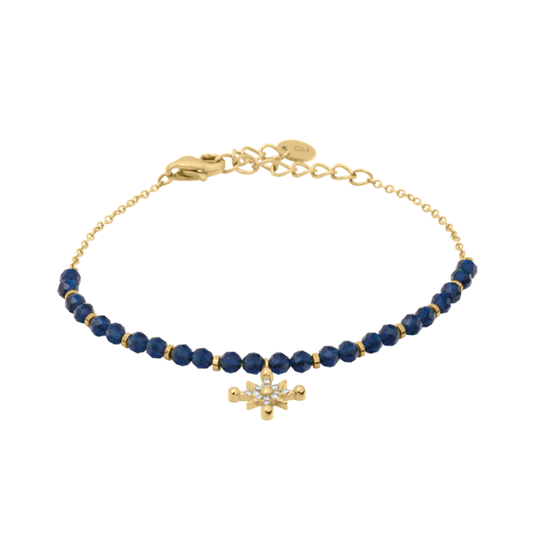 Pierre Lannier Bracelet Acier Doré Perles Bleues BJ25A5261 Pierre Lannier Bracelet Acier Doré Perles Bleues BJ25A5261
