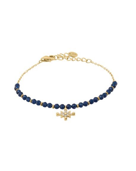 Pierre Lannier Bracelet Acier Doré Perles Bleues BJ25A5261