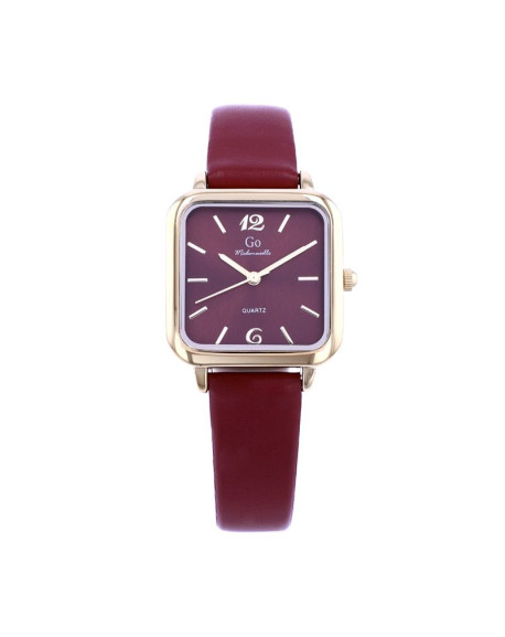 Go Girl Montre Femme Acier Doré Cuir Framboise 699619