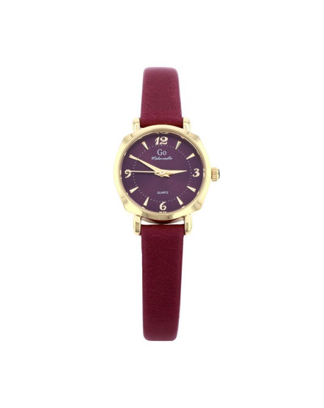 Go Girl Montre Femme Acier Doré Cuir Framboise 699620