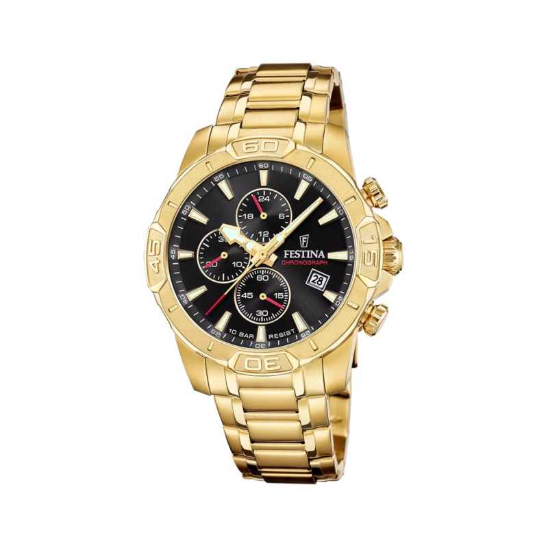 Festina Timeless Chronograph Montre Homme Acier Doré F20705/4 Festina Timeless Chronograph Montre Homme Acier Doré F20705/4