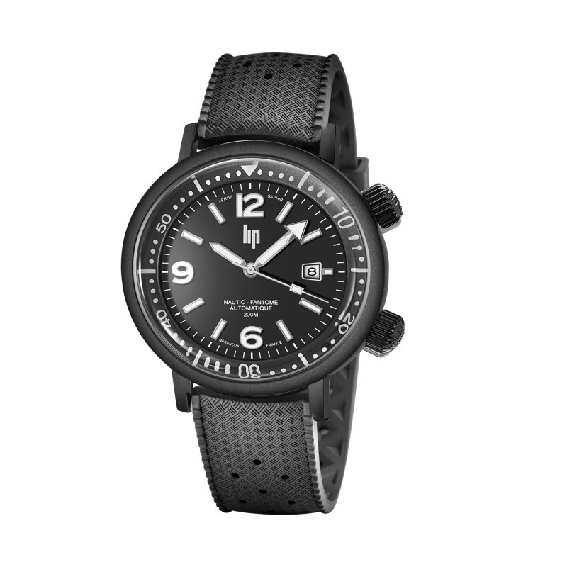 LIP Nautic-Ski Fantôme Montre Homme Silicone Noir 671860 LIP Nautic-Ski Fantôme Montre Homme Silicone Noir 671860