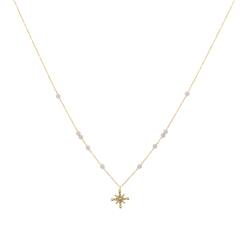Pierre Lannier Collier Acier Doré Perles Roses BJ22A0251 Pierre Lannier Collier Acier Doré Perles Roses BJ22A0251