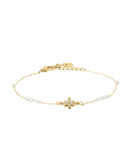 Pierre Lannier Bracelet Acier Doré Perles Blanches BJ25A1211