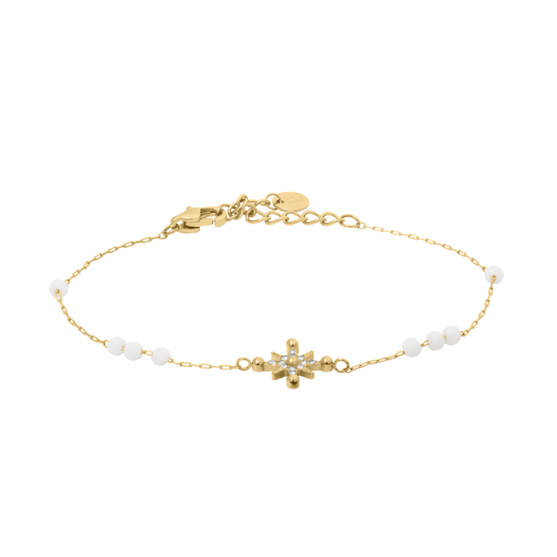 Pierre Lannier Bracelet Acier Doré Perles Blanches BJ25A1211 Pierre Lannier Bracelet Acier Doré Perles Blanches BJ25A1211
