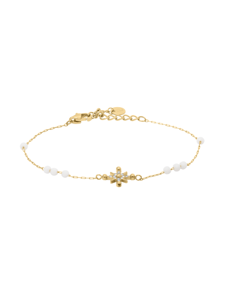 Pierre Lannier Bracelet Acier Doré Perles Blanches BJ25A1211
