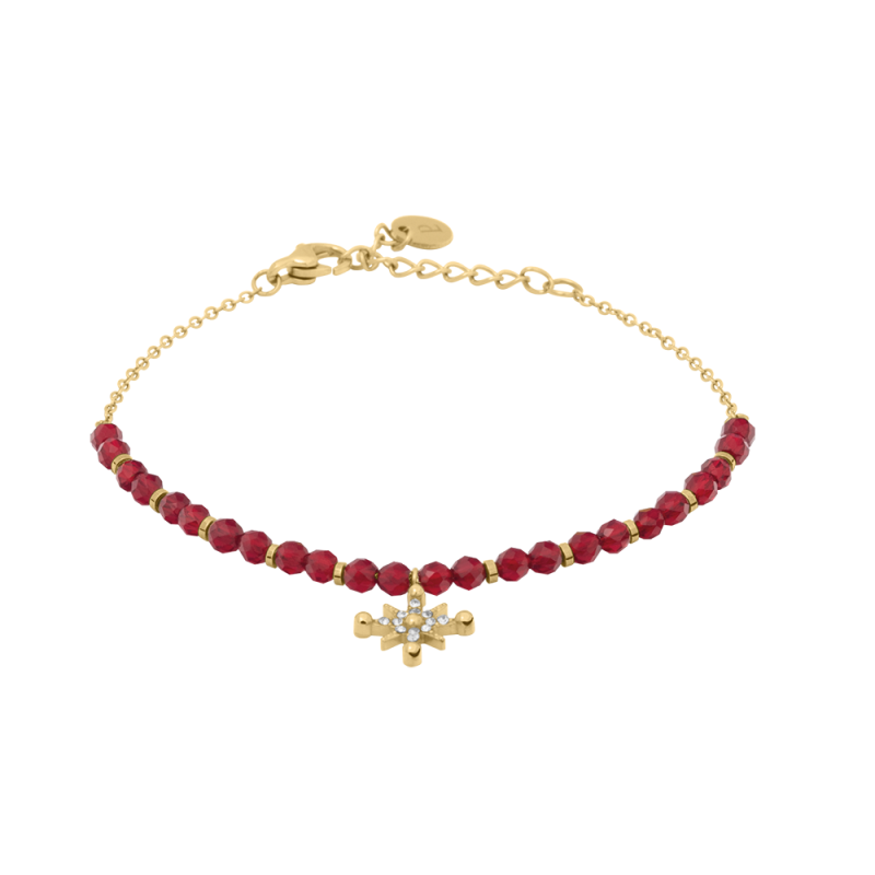 Pierre Lannier Bracelet Acier Doré Perles Rouges BJ25A5291 Pierre Lannier Bracelet Acier Doré Perles Rouges BJ25A5291