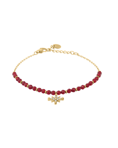 Pierre Lannier Bracelet Acier Doré Perles Rouges BJ25A5291