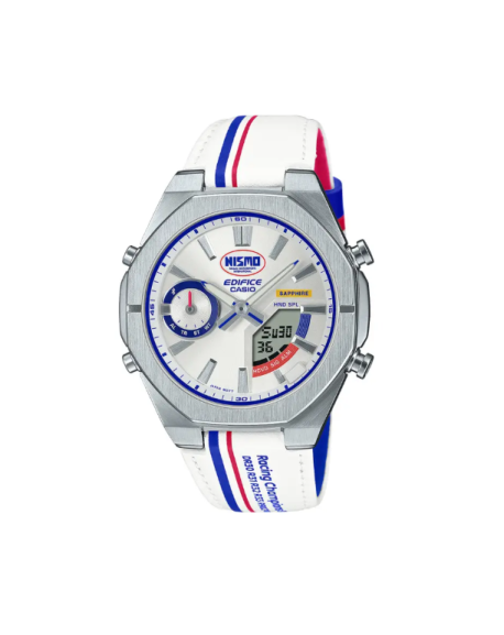 Casio Edifice Solaire Montre Homme Chrono Acier Cuir ECB-S10NIS-7AEF