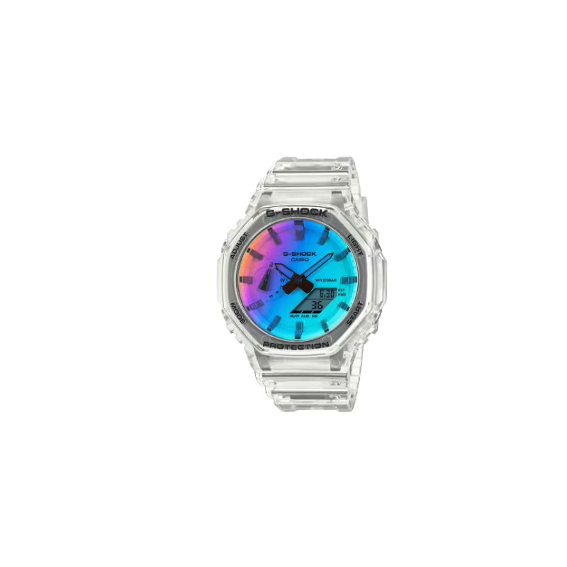 Casio G-Shock Montre Mixte Résine Transparente GA-2100SR-7AER Casio G-Shock Montre Mixte Résine Transparente GA-2100SR-7AER