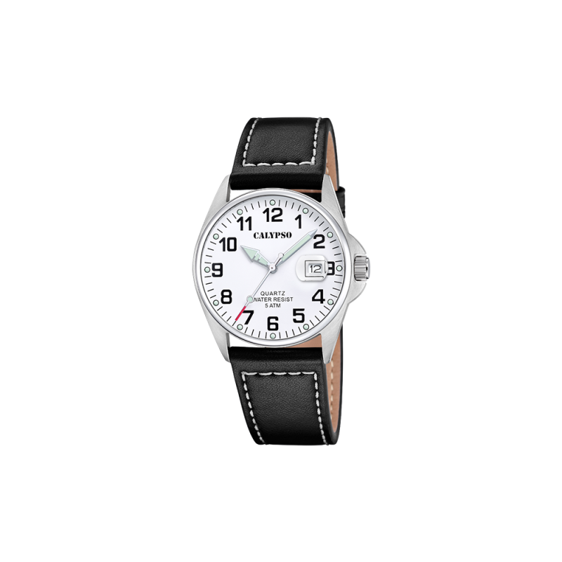 Calypso Montre Homme Acier Cuir Noir K5870/1 Calypso Montre Homme Acier Cuir Noir K5870/1