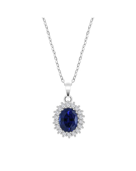 Lotus Silver Collier Femme Argent Et Pendentif Pierre Bleue LP3459-1/1