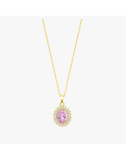 Lotus Silver Collier Femme Argent Doré Et Pendentif Pierre Rose LP3459-1/8
