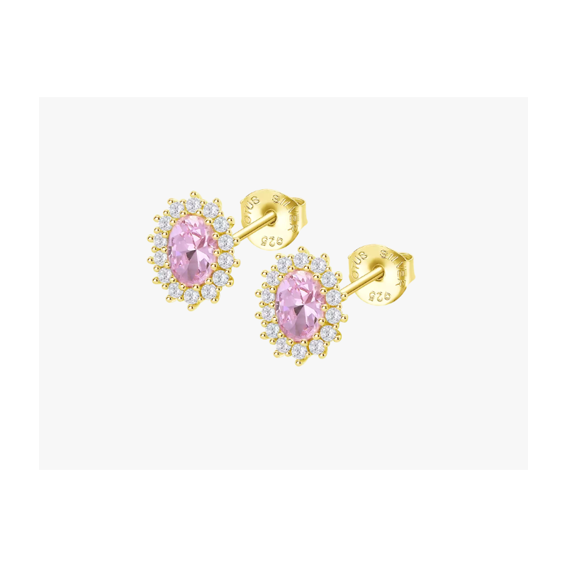 Lotus Silver Boucles D'Oreilles Femme Argent Doré Et Pierre Rose LP3459-4/8 Lotus Silver Boucles D'Oreilles Femme Argent Doré Et Pierre Rose LP3459-4/8