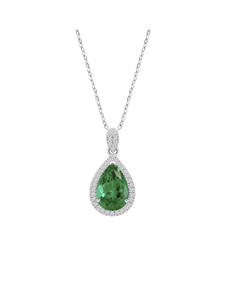 Lotus Silver Collier Femme Argent Et Pendentif Pierre Verte LP3789-1/3