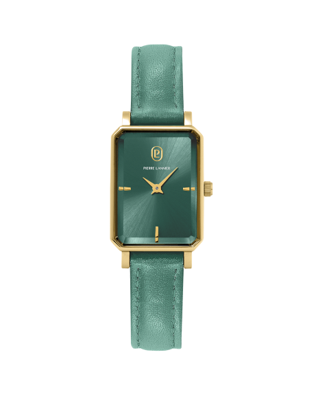 Pierre Lannier Ariane Montre Femme Acier Doré Cuir Vert 006L577