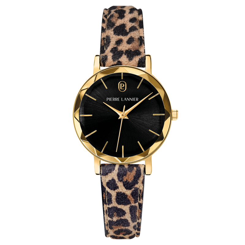 Pierre Lannier Multiples Montre Femme Acier Doré Cuir Léopard 010P539 Pierre Lannier Multiples Montre Femme Acier Doré Cuir Léopard 010P539