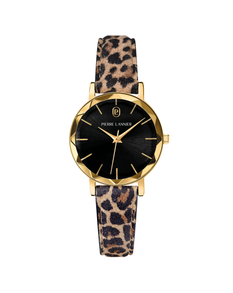 Pierre Lannier Multiples Montre Femme Acier Doré Cuir Léopard 010P539