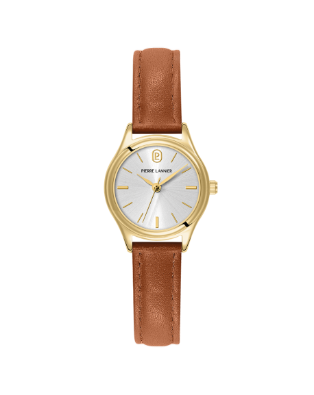 Pierre Lannier PYA Montre Femme Acier Doré Cuir Marron 021K524