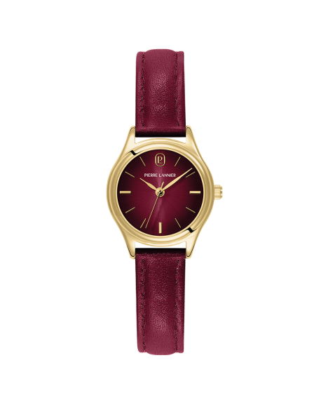 Pierre Lannier PYA Montre Femme Acier Doré Cuir Bordeaux 021K555