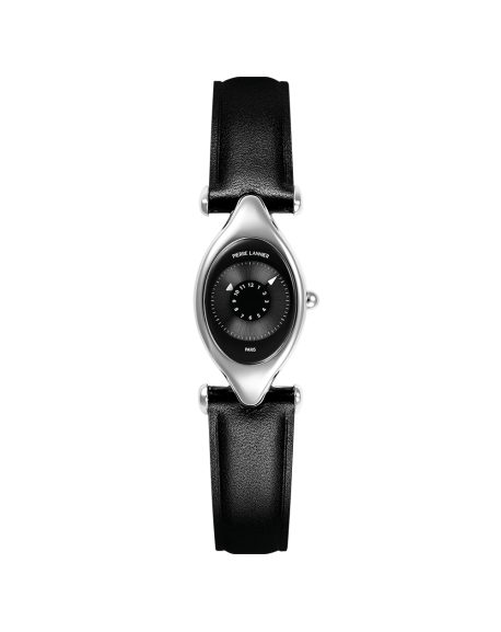 Pierre Lannier Ovni Montre Femme Acier Cuir Noir 094L633