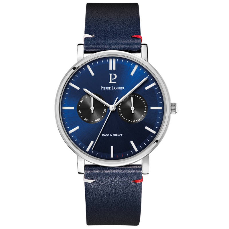 Pierre Lannier Essential Montre Homme Acier Cuir Bleu 206J166 Pierre Lannier Essential Montre Homme Acier Cuir Bleu 206J166