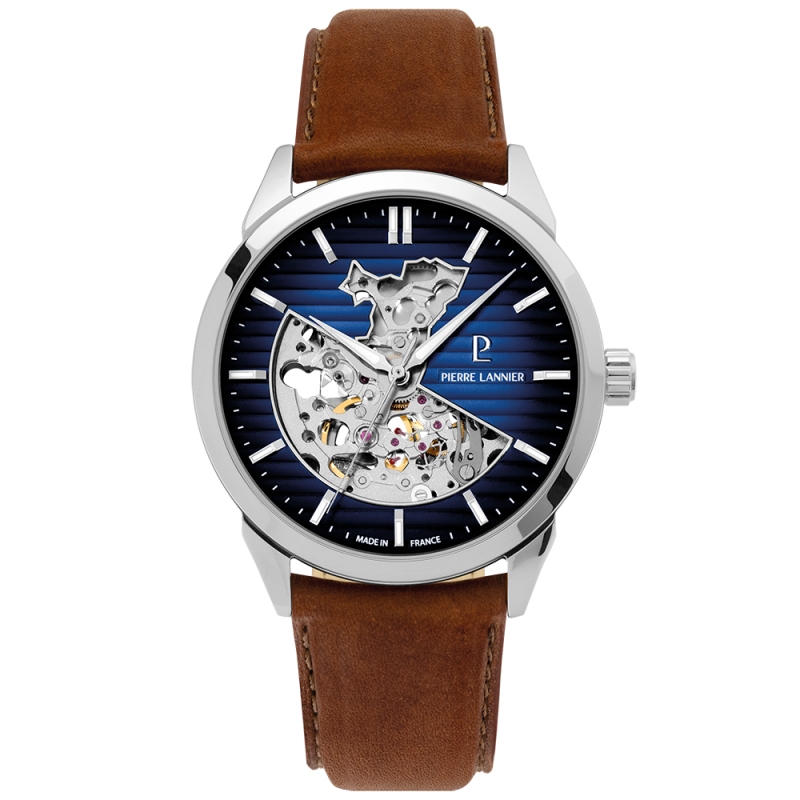 Pierre Lannier Monarck Homme Automatique Acier Cuir Marron 315D164 Pierre Lannier Monarck Homme Automatique Acier Cuir Marron 315D164