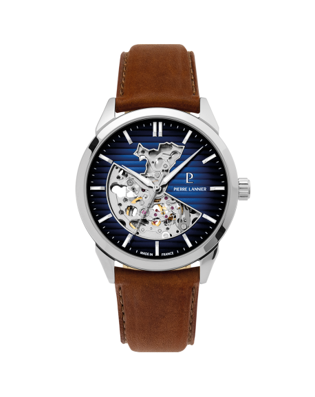 Pierre Lannier Monarck Homme Automatique Acier Cuir Marron 315D164