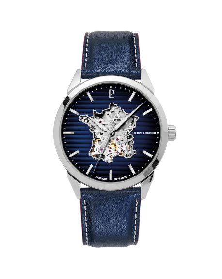 Pierre Lannier Monarck Homme Automatique Acier Cuir Bleu 316F166