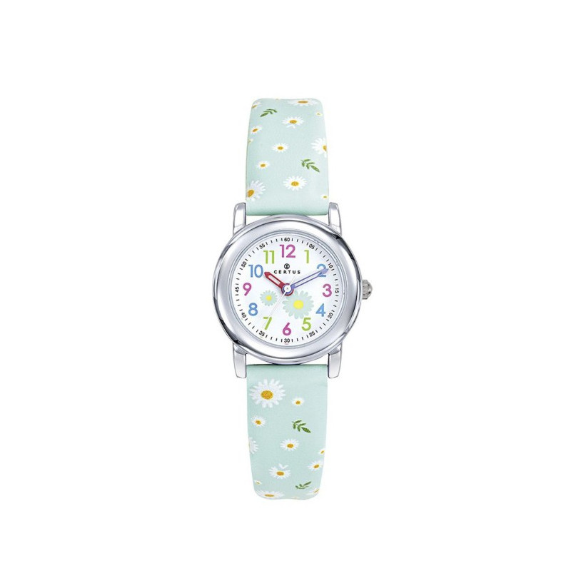 Certus Montre Enfant Cuir Vert Fleurs 647708